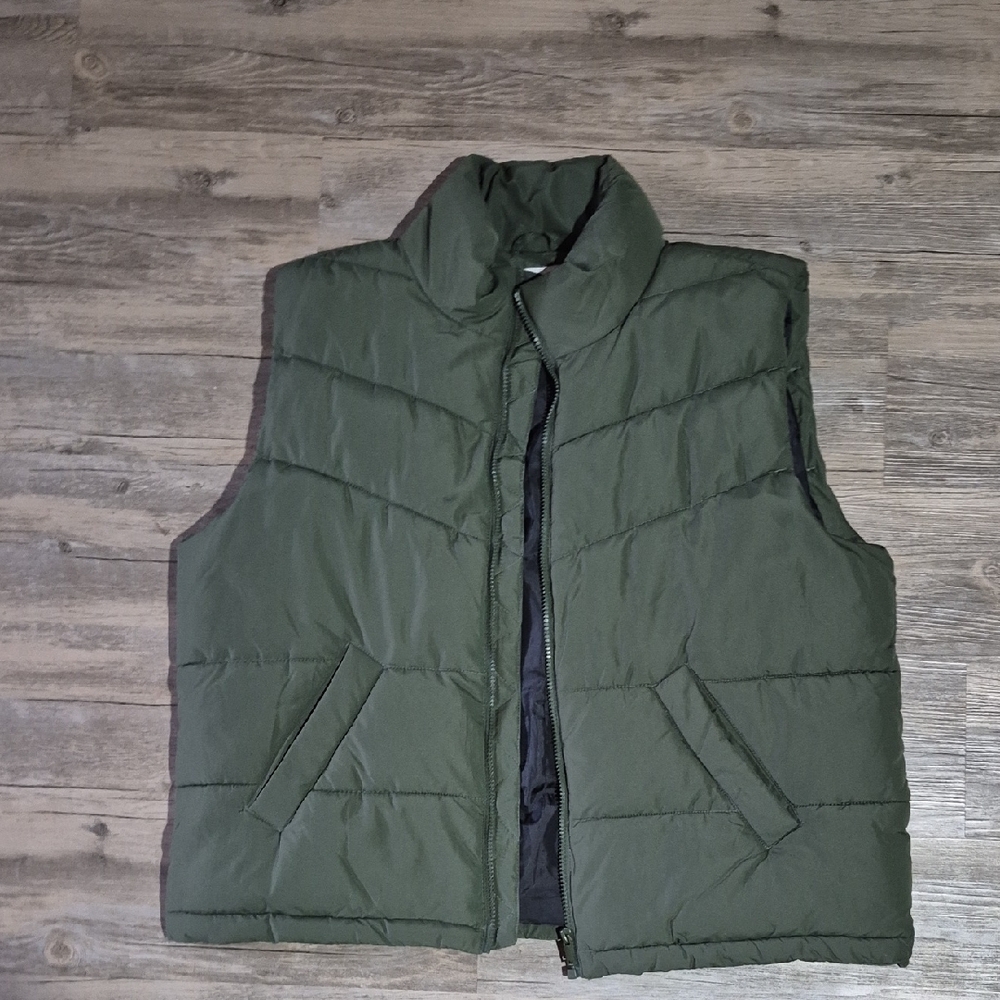 Noisy May Olive Green Quilted Puffer Vest